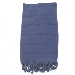Fouta Futée Décoration De Jardin Fouta Vintage 100%coton Avec Franges Bleu Vieilli 95 X 170 Cm