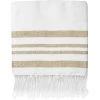 Febronie Décoration De Jardin Fouta XXL En Coton 200x200 Blanc Et Or -Gants de toilette Soldes fouta xxl en coton 200x200 blanc et or