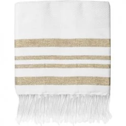 Febronie Décoration De Jardin Fouta XXL En Coton 200x200 Blanc Et Or
