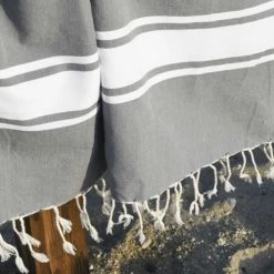 Febronie Décoration De Jardin Fouta XXL En Coton 200x200 Gris Moyen -Gants de toilette Soldes fouta xxl en coton 200x200 gris moyen 8