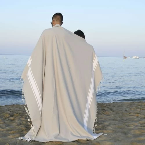 Febronie Décoration De Jardin Fouta XXL En Coton 200x200 Gris Perle 6 Febronie Décoration De Jardin Fouta XXL En Coton 200x200 Gris Perle – Image 4