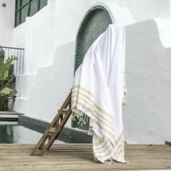 Febronie Décoration De Jardin Fouta XXL En Coton 200x200 Taupe Clair -Gants de toilette Soldes fouta xxl en coton 200x200 taupe clair 3