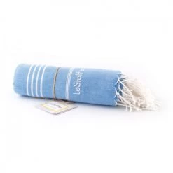 LeStoff France Accessoires Et Serviettes De Plage  Fouta XXL En Coton Peigné BIO Bleu 200 X 200 Cm -Gants de toilette Soldes fouta xxl en coton peigne bio bleu 200 x 200 cm 2