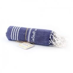 LeStoff France Accessoires Et Serviettes De Plage  Fouta XXL En Coton Peigné BIO Bleu Navy 200 X 200 Cm -Gants de toilette Soldes fouta xxl en coton peigne bio bleu navy 200 x 200 cm 2