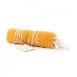 LeStoff France Accessoires Et Serviettes De Plage  Fouta XXL En Coton Peigné BIO Jaune 200 X 200 Cm -Gants de toilette Soldes fouta xxl en coton peigne bio jaune 200 x 200 cm 2