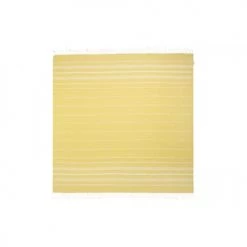 LeStoff France Accessoires Et Serviettes De Plage  Fouta XXL En Coton Peigné BIO Jaune 200 X 200 Cm