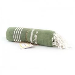 LeStoff France Accessoires Et Serviettes De Plage  Fouta XXL En Coton Peigné BIO Olive 200 X 200 Cm -Gants de toilette Soldes fouta xxl en coton peigne bio olive 200 x 200 cm 4
