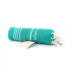 LeStoff France Accessoires Et Serviettes De Plage  Fouta XXL En Coton Peigné BIO Turquoise 200 X 200 Cm -Gants de toilette Soldes fouta xxl en coton peigne bio turquoise 200 x 200 cm 2