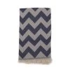 Fouta Futée Décoration De Jardin Fouta Zig-zag 100% Coton Bleu Marin Avec Franges 95x170cm -Gants de toilette Soldes fouta zig zag 100 coton bleu marin avec franges 95x170cm