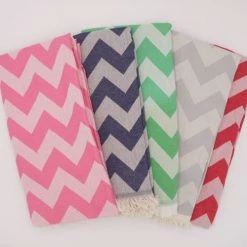 Fouta Futée Décoration De Jardin Fouta Zig-zag Verte 100% Coton Avec Franges 95x170cm -Gants de toilette Soldes fouta zig zag verte 100 coton avec franges 95x170cm 2