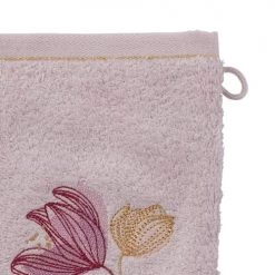 Carré Blanc Serviettes De Toilette Gant De Toilette Brodé Fleurs Nacre -Gants de toilette Soldes gant de toilette brode fleurs nacre 3