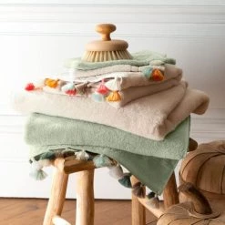 Carré Blanc Serviettes De Toilette Gant De Toilette Coton Beige Craie -Gants de toilette Soldes gant de toilette coton beige craie 5