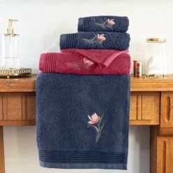 Carré Blanc Serviettes De Toilette Gant De Toilette Coton Bleu -Gants de toilette Soldes gant de toilette coton bleu 5