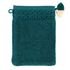 Carré Blanc Serviettes De Toilette Gant De Toilette Coton Bleu Canard -Gants de toilette Soldes gant de toilette coton bleu canard 1