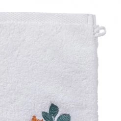 Carré Blanc Serviettes De Toilette Gant De Toilette Coton Brodé Fleurs Blanc -Gants de toilette Soldes gant de toilette coton brode fleurs blanc 3