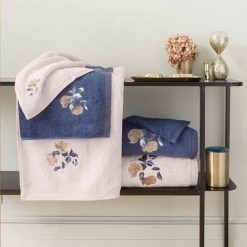 Carré Blanc Serviettes De Toilette Gant De Toilette Coton Broderie Florale Blush -Gants de toilette Soldes gant de toilette coton broderie florale blush 3