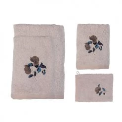 Carré Blanc Serviettes De Toilette Gant De Toilette Coton Broderie Florale Blush -Gants de toilette Soldes gant de toilette coton broderie florale blush 4