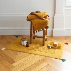 Carré Blanc Serviettes De Toilette Gant De Toilette Coton Curcuma -Gants de toilette Soldes gant de toilette coton curcuma 4