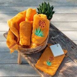 Carré Blanc Serviettes De Toilette Gant De Toilette Coton Papaye -Gants de toilette Soldes gant de toilette coton papaye 4