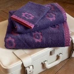 Carré Blanc Serviettes De Toilette Gant De Toilette Coton Violet -Gants de toilette Soldes gant de toilette coton violet 3