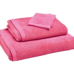 Becquet Serviettes De Toilette Gants De Toilette Rose Framboise 15x21 En Coton Bio
