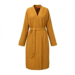 Olivier Desforges Peignoirs Et Chaussons De Bain Kimono Coton Nid D'abeille Jaune L -Gants de toilette Soldes kimono coton nid d abeille jaune l 4