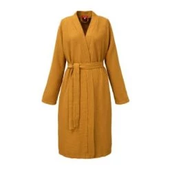 Olivier Desforges Peignoirs Et Chaussons De Bain Kimono Coton Nid D'abeille Bleu L -Gants de toilette Soldes kimono coton nid d abeille jaune l 6