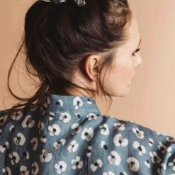 Gabrielle Paris Peignoirs Et Chaussons De Bain Kimono En Lin Lavé Imprimé Léopard Bleu L -Gants de toilette Soldes kimono en lin lave imprime leopard bleu l 2