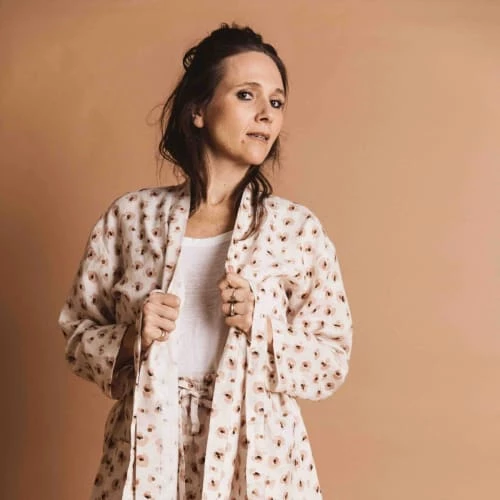 Gabrielle Paris Peignoirs Et Chaussons De Bain Kimono En Lin Lavé Imprimé Léopard Crème L 4 Gabrielle Paris Peignoirs Et Chaussons De Bain Kimono En Lin Lavé Imprimé Léopard Crème L – Image 2