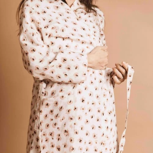 Gabrielle Paris Peignoirs Et Chaussons De Bain Kimono En Lin Lavé Imprimé Léopard Crème L 5 Gabrielle Paris Peignoirs Et Chaussons De Bain Kimono En Lin Lavé Imprimé Léopard Crème L – Image 3