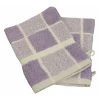 Linandelle Serviettes De Toilette Lot De 2 Gants De Toilette Carreaux En Coton Parme 15x21 Cm -Gants de toilette Soldes lot de 2 gants de toilette carreaux en coton parme 15x21 cm