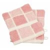 Linandelle Serviettes De Toilette Lot De 2 Gants De Toilette Carreaux En Coton Rose Pâle 15x21 Cm