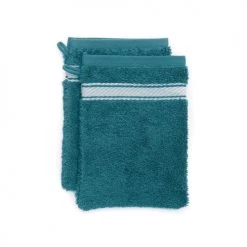 Maison Jean-Vier Lot De 2 Gants De Toilette Coton Bio Vert 16x21 Cm