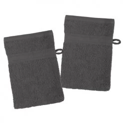 Home Bain Lot De 2 Gants De Toilette En Coton Bio Coton Anthracite 21x15