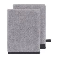 Sensei Maison Serviettes De Toilette Lot De 2 Gants Anthracite 16x22 Cm -Gants de toilette Soldes lot de 2 gants gris perle 16x22 cm 2