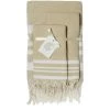 Febronie Décoration De Jardin Lot De 3 Foutas 100x200 + 50x80 (x2) Beige Et Blanc -Gants de toilette Soldes lot de 3 foutas 100x200 50x80 x2 beige et blanc