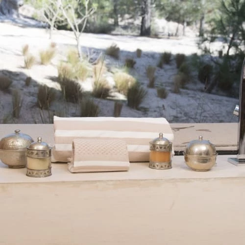 Febronie Décoration De Jardin Lot De 3 Foutas 100x200 + 50x80 (x2) Beige Et Blanc 8 Febronie Décoration De Jardin Lot De 3 Foutas 100x200 + 50x80 (x2) Beige Et Blanc – Image 6