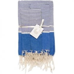 Febronie Décoration De Jardin Lot De 3 Foutas 100x200 + 50x80 (x2) Bleu Grec Et Argent