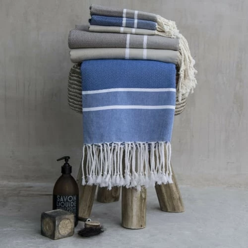 Febronie Décoration De Jardin Lot De 3 Foutas 100x200 + 50x80 (x2) Bleu Grec Et Blanc 5 Febronie Décoration De Jardin Lot De 3 Foutas 100x200 + 50x80 (x2) Bleu Grec Et Blanc – Image 3