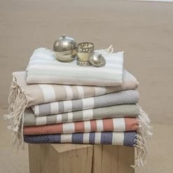 Febronie Décoration De Jardin Lot De 3 Foutas 100x200 + 50x80 (x2) Bleu Grec Et Blanc -Gants de toilette Soldes lot de 3 foutas 100x200 50x80 x2 bleu grec et blanc 9