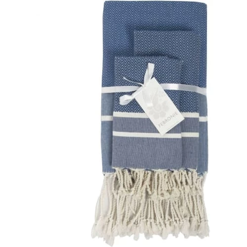 Febronie Décoration De Jardin Lot De 3 Foutas 100x200 + 50x80 (x2) Bleu Grec Et Blanc 3 Febronie Décoration De Jardin Lot De 3 Foutas 100x200 + 50x80 (x2) Bleu Grec Et Blanc