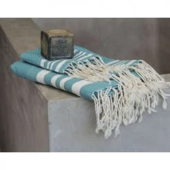 Febronie Décoration De Jardin Lot De 3 Foutas 100x200 + 50x80 (x2) Gris Moyen Et Blanc -Gants de toilette Soldes lot de 3 foutas 100x200 50x80 x2 gris moyen et blanc 5