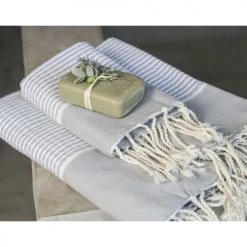 Febronie Décoration De Jardin Lot De 3 Foutas 100x200 + 50x80 (x2) Gris Perle Et Argent -Gants de toilette Soldes lot de 3 foutas 100x200 50x80 x2 gris perle et argent 2