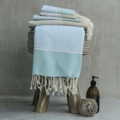 Febronie Décoration De Jardin Lot De 3 Foutas 100x200 + 50x80 (x2) Gris Perle Et Argent -Gants de toilette Soldes lot de 3 foutas 100x200 50x80 x2 gris perle et argent 5