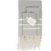 Febronie Décoration De Jardin Lot De 3 Foutas 100x200 + 50x80 (x2) Gris Perle Et Blanc -Gants de toilette Soldes lot de 3 foutas 100x200 50x80 x2 gris perle et blanc 6