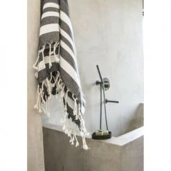 Febronie Décoration De Jardin Lot De 3 Foutas 100x200 + 50x80 (x2) Noir Et Blanc -Gants de toilette Soldes lot de 3 foutas 100x200 50x80 x2 noir et blanc 2