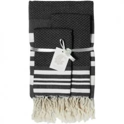 Febronie Décoration De Jardin Lot De 3 Foutas 100x200 + 50x80 (x2) Noir Et Blanc