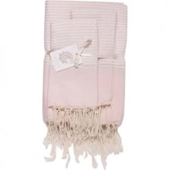 Febronie Décoration De Jardin Lot De 3 Foutas 100x200 + 50x80 (x2) Rose Pâle Et Argent