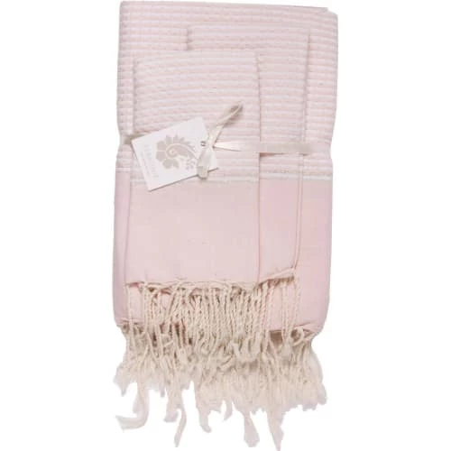 Febronie Décoration De Jardin Lot De 3 Foutas 100x200 + 50x80 (x2) Rose Pâle Et Argent 3 Febronie Décoration De Jardin Lot De 3 Foutas 100x200 + 50x80 (x2) Rose Pâle Et Argent