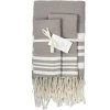 Febronie Décoration De Jardin Lot De 3 Foutas 100x200 + 50x80 (x2) Taupe Clair Et Blanc -Gants de toilette Soldes lot de 3 foutas 100x200 50x80 x2 taupe clair et blanc